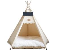 Dog & Cat Teepee Portable Pet Teepee Tents with Cushion and Small Chalkboard 24 Inch Tall Washable Indoor Dog House Puppy Sweet Bed for Pets under 7Kg