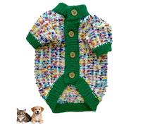 Dog Cat Tweed Sweater V-Neck Knitted Pet Clothing Lapel Cardigan Sweatshirt Cold Weather Knitwear Suit for All Seasons & Types of Pet (Green, Small)