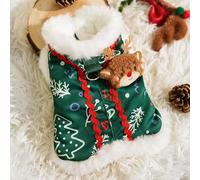 Dog Cat Warm Festive Apparel, Reindeer & Christmas Tree Plush Sweater Vest Collection, Holiday Costumes for Small Medium Pets (XX-Large, Elk Cotton-Padded Jacket and Vest)