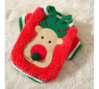 Dog Cat Warm Festive Apparel, Reindeer & Christmas Tree Plush Sweater Vest Collection, Holiday Costumes for Small Medium Pets (XX-Large, Red Elk Fleece Jacket)