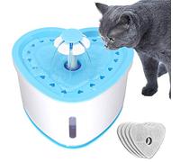Dog Cat Water Fountain, 68Oz Automatic Electric Drinking Dispenser for Small Animals, Quiet Flower Design with LED Night Vision Water Level Window, 5 Filters Included