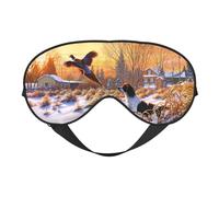 Dog Catching Pheasant Double Sided Sleep Mask, Adjustable Blackout, Silk-Like Eye Mask for Sleeping,Travel, Soft, Breathable, Lightweight Comfortable Blindfold