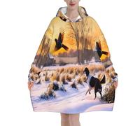 Dog Catching Pheasant Hoodie Blanket Oversized Flannel Hoodie Super Soft Warm And Comfortable Blanket Sports Hoodie Ane Size Suitable For All Adult Men And Women