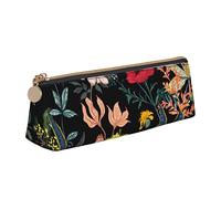 Dog Catching Pheasant Leather Pencil Pen Case With Zipper College School Office Organizer Pen Bag Pouch Box For Teen Girl Boy Men Women, Colorful Boho Floral Printing Makeup Bag Leather Pencil Case