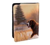 Dog Catching Pheasant Passport Holder for Travel,RFID Passport Cover Wallet PU Leather Passport Card Holder Case Cute Passport Protector for Women Men