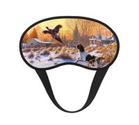 Dog Catching Pheasant Print Sleep Eye Mask Light Blocking Soft and Comfortable Night Eye Blinder for Women Men for Sleeping Travel Night Shift