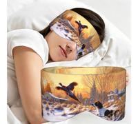 Dog Catching Pheasant Printed, Sleep Mask for Home Travel, Full Eye Covers Light Blocking Eye Mask Sleep Eye and Ear Muffs