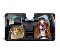 Dog Cavalier King Charles Spaniel In The Beach Front Window Sunshade Block Uv Rays Car Windscreen Sunshade Heat Protection Car Window Covers Universal For Auto Truck Summer S