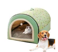 Dog Cave, 2 in 1 Detachable Covered Cat Bed with Ball Pendant, Flannel Cat Bed, Nest for Indoor Cats, Hideaway, Caves for Indoor Cats, Warm Dog with Cover Cave for Large Dogs
