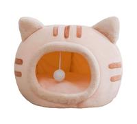 Dog Cave - Cute Crystal Fleece Pet Cat Cave with Cat Scratch Pad and Ball Hanging - Autumn Winter Indoor Pet Warm House for Mini Medium Sized Dog Snooze Sleeping