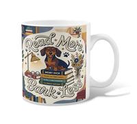 Dog Ceramic Coffee Mug, Cozy Fanciful Books Lamp None Warm Tones Novelty Work Drinking Mugs with Handle Ideal for Friends Family Lovers Eldership Senior Co-Worker 11 Oz
