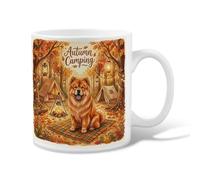 Dog Ceramic Coffee Mug, Fall Rustic Tent Lantern Fall Orange Novelty Work Drinking Mugs with Handle Ideal for Friends Family Coworkers Teachers Couples Employees 11 Oz