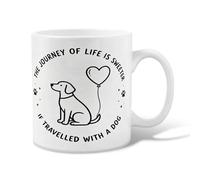 Dog Ceramic Coffee Mug, Playful Minimalistic Heart Air-Float Balls Everyday Black Novelty Tea Mug with Handle Ideal for Friendship Family Colleague Staff Sweetheart Teachers 11 Oz