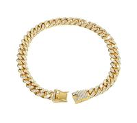 Dog Chain - 9 Inch Gold Collar | Alloy Material - 9.84 Inch Crystal Link for Small Puppies and Cats, This elegant jewelry adds a touch of glam to your pet while attending many occasions.