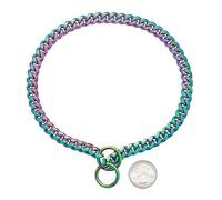 Dog Chain Collar， Black Gold 10MM Cuban Link ，Stainless Steel Metal Slip Chain，for Dogs Heavy Duty & Chew Proof large dog collar(Colours,16inch (41cm))