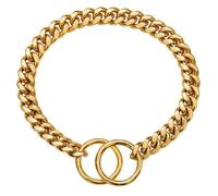 Dog Chain Collar, Black Gold 10MM Cuban Link ,Stainless Steel Metal Slip Chain,for Dogs Heavy Duty & Chew Proof(1,22inch (56cm))