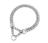 Dog Chain Collar for Training, No Pull Martingale Collar Chrome Plated Steel, Anti-Chew Metal Chain for Small Medium Dogs, Secure Fit, Escape-Proof, Neck Size 40-47cm,Durable & Safe