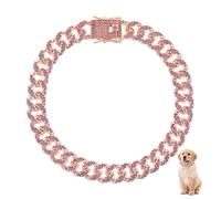 Dog Chain Collar Gold 12 Inch Long Diamond Cuban Link, 12 mm Wide Metal Pet Necklace Chain for Small Medium Large Dogs Puppies Cats Kittens