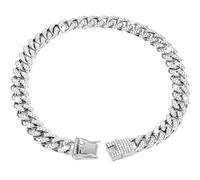 Dog Chain Collar - Metal Cat Chain Pet Crystal Collar Accessories(Color1,22inch(55cm))