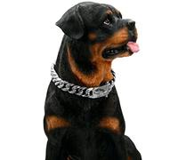 Dog Chain Collar Silver Cuban Link Dog Collar 15mm Dog Necklace Bracelet with Metal Buckle D Ring Pet Puppy Costume Jewelry Accessories for Puppy Small Medium Large Dogs Cats
