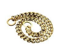 Dog Chain Collar Silvery Golden ,15MM Width Cuban Link, Smooth Stainless Steel Metal Pet Training Slip Chain large dog collar(2,24inch (61cm) -15MM)