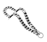 Dog Chain Collar Silvery Golden ，15MM Width Cuban Link， Smooth Stainless Steel Metal Pet Training Slip Chain large dog collar(1,34inch (86cm) -15MM)