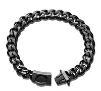Dog Chain Collar Walking Training Collar with Design Secure Buckle 19MM Black Cuban Link Strong Heavy Duty Chew Proof Chain(19MM, 16")