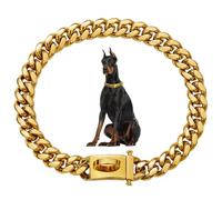 Dog Chain Collars 19mm Thick Gold Metal Dog Collar Stainless Steel Chain with Buckle Strong Heavy Duty Necklace Collar Pet for Small Medium, Large Dogs Gold