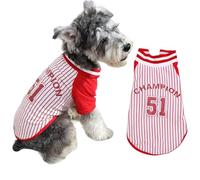Dog Champion Basketball Clothes Mr. 51 Points MVP Player Striped Pattern Vest Hoodie Shirt Pullover Boy Girl Cute Outfit (Red, Large)