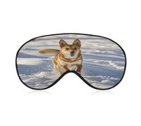 Dog Chasing in The Snow Eye Mask Soft Sleep Mask for Side Sleeper Light Blocking Night Eye Cover with Adjustable Strap Sleep Shade Cover Night Blindfold Eyeshade Sleeping Masks for Travel