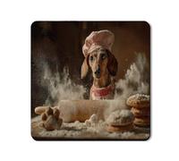 Dog Chef Washer Dryer Top Protector Mat, Rustic Vintage Animal Laundry Cover, Cute Animal Rubber Anti-slip Waterproof Washer And Dryer Mats for Home 24x24 Inch