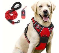 Dog Chest Strap+Traction Rope Set Pet Travel Equipment Adjustable Reflective Durable Nylon Rope 1.5m/59 inches Small, Medium, Large Dog Universal Anti slip Breathable (Red, M)