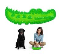 Dog Chew Toy for Aggressive Chewers, Tough Crocodile Chew Toy with Squeaker, Fillable Dog Puzzle Toy & Slow Feeder for Large & Small Dogs, Durable Dog Dental Toy (Large)