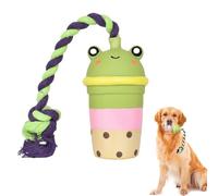 Dog Chew Toy, Latex Milk Tea Cup Dog Toy with Rope, Dogs Squeaky Toy, Fun to Chew, Chase and Fetch, Durable Teething Toy