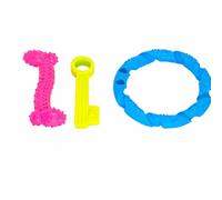 Dog Chew Toys 3 Pack Rubber Bone, Ring & Key Teething Toys for Puppies & Small Dogs Tough Interactive Chew & Fetch Toy Set