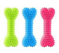 Dog Chew Toys 3PCS Bite-Resistant Rubber Toothbrush Toys, 4.3 Inch Bone Shape for Small and Medium Dogs