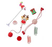 Dog Chew Toys Christmas Cat Toys Pet Supplies Set Cat Teasing Stick Soothing Interactive Pet Dog Toy (Red, 35x14. 5cm)