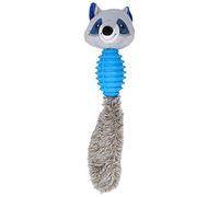 Dog Chew Toys for Oral Care | Interactive Plush Animal Doll with Resilient Bite Zone | Training Toy for Puppies/Small Dogs | Relieves Anxiety & Boredom | Long - lasting Stuffed (Raccoon (blue))