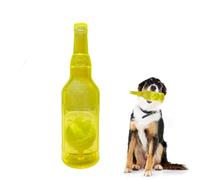 Dog Chew Toys, Squeaky Dog Toys with Tennis Ball,Outdoor Pool Floating Water Bottle Toy for Dogs, Tennis Ball Sound Bottle Toy,Soft Material Doesn't Harm Teeth (Yellow)