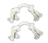 Dog Chew Toys, Tug of War Toys, Dog Rope Toys Kit 2 Pack, Fun Interactive Cotton Ropes for Small to Medium Dogs with 2 Knots, 10 Inches Long and 2 Inches Thick, Strong Natural Materials, White