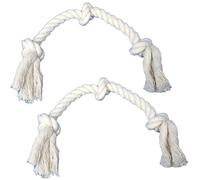 Dog Chew Toys, Tug of War Toys, Dog Rope Toys Kit 2 Pack, Fun Interactive Cotton Ropes for Small to Medium Dogs with 3 Knots, 13.4 Inches Long and 1.6 Inches Thick, Strong Natural Materials, White