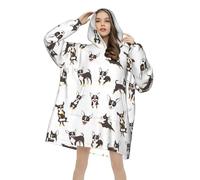 Dog Chihuahua Pattern Oversized Wearable Blanket Hoodie, Super Warm and Cozy Hoodie Blanket for Women Men