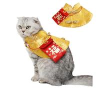 Dog Chinese New Year Costume Pets Knot Buttons Tang Suit Neck Strap Scarf Dog Chinese Style Cloak Coat Pet Vest for Cats Puppies Teddy Bichon Small Dogs (S,Gold)