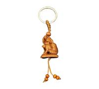 Dog Chinese Zodiac Lunar New Year Hand Carved Mahogany Wood Keyring Keychain