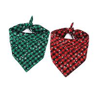 Dog Christmas Bandana 2 Pack, Dog Neckerchief Collar Large, Pets Xmas Kerchief Outfit, Dog Triangle Bibs Washable Birthday Presents for Labradors, Golden Retriever, Bulldogs and Other Large Dogs