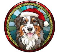 Dog Christmas Baubles Stained Glass Design, Great Tree Decoration, 6cm (Australian Sheperd) Other Breeds Available. (Acrylic Bauble, not made from stained glass) Great Secret Santa Gift