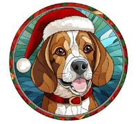 Dog Christmas Baubles Stained Glass Design, Great Tree Decoration, 6cm (Beagle) Other Breeds Available. (Acrylic Bauble, not made from stained glass) Great Secret Santa Gift