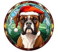 Dog Christmas Baubles Stained Glass Design, Great Tree Decoration, 6cm (Boxer) Other Breeds Available. (Acrylic Bauble, not made from stained glass) Great Secret Santa Gift