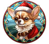 Dog Christmas Baubles Stained Glass Design, Great Tree Decoration, 6cm (Chihuahua) Other breeds available. (Acrylic Bauble, not made from stained glass) Great Secret Santa Gift