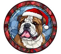 Dog Christmas Baubles Stained Glass Design, Great Tree Decoration, 6cm (English Bulldog) Other Breeds Available. (Acrylic Bauble, not made from stained glass) Great Secret Santa Gift